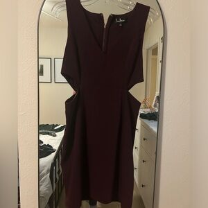 Lulus bodycon dress with cutouts, deep purple, size large